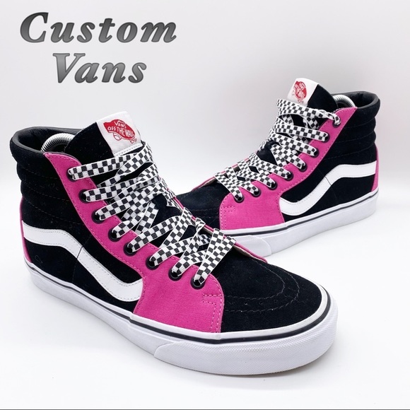 Vans Shoes - Vans Custom-Black & Pink Suede Skate High Top Sneakers W10